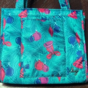 Used Once Lug Pulley! Green and Pink Tote Bag Vibrant Design